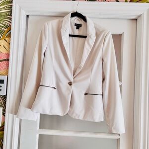 #82 Chic Cream Blazer with Zipper Accents